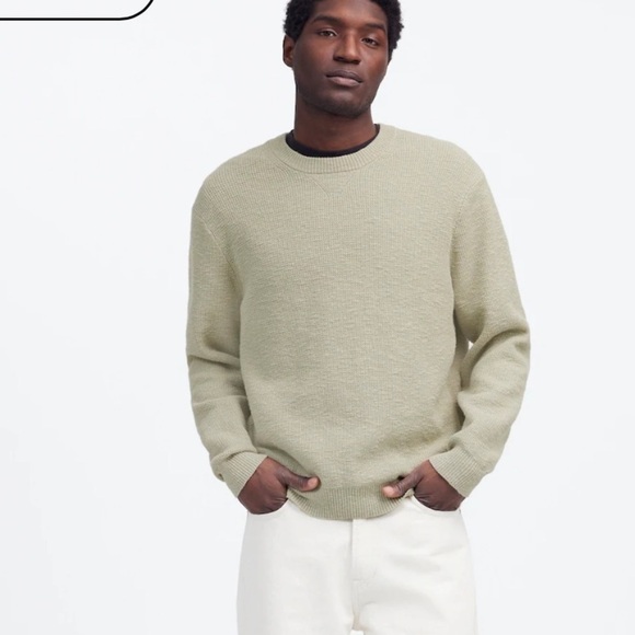 Madewell dusty celadon Waffle-Knit Crewneck Sweater - Picture 2 of 5